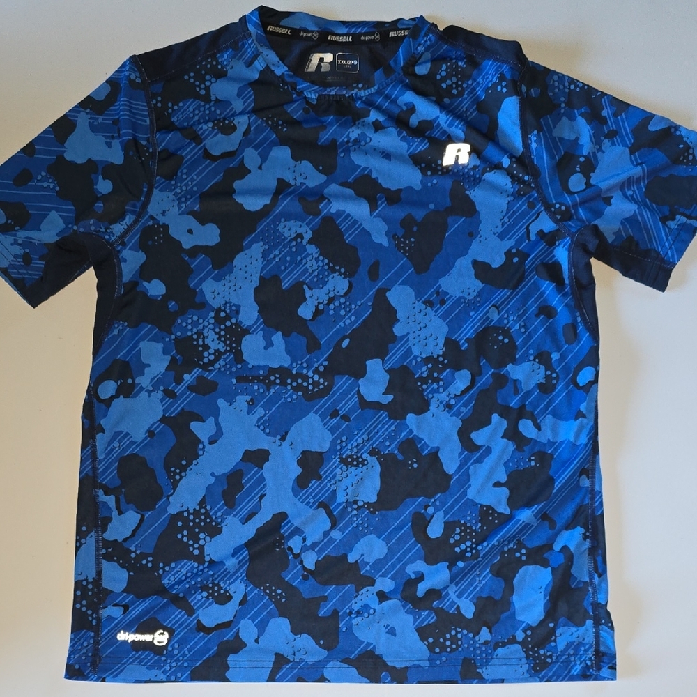 Russell Boys Dri-Power 360 Blue Camo Short Sleeve Tee XXL (18)